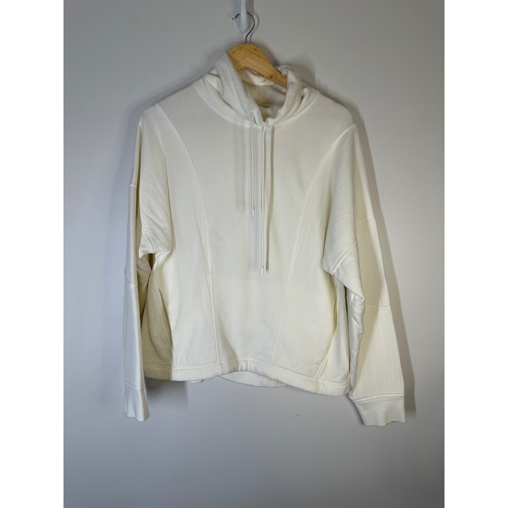 Vince Mixed Media Funnel Neck Hoodie Sweatshirt Womens M Minimalist Neutral Cozy